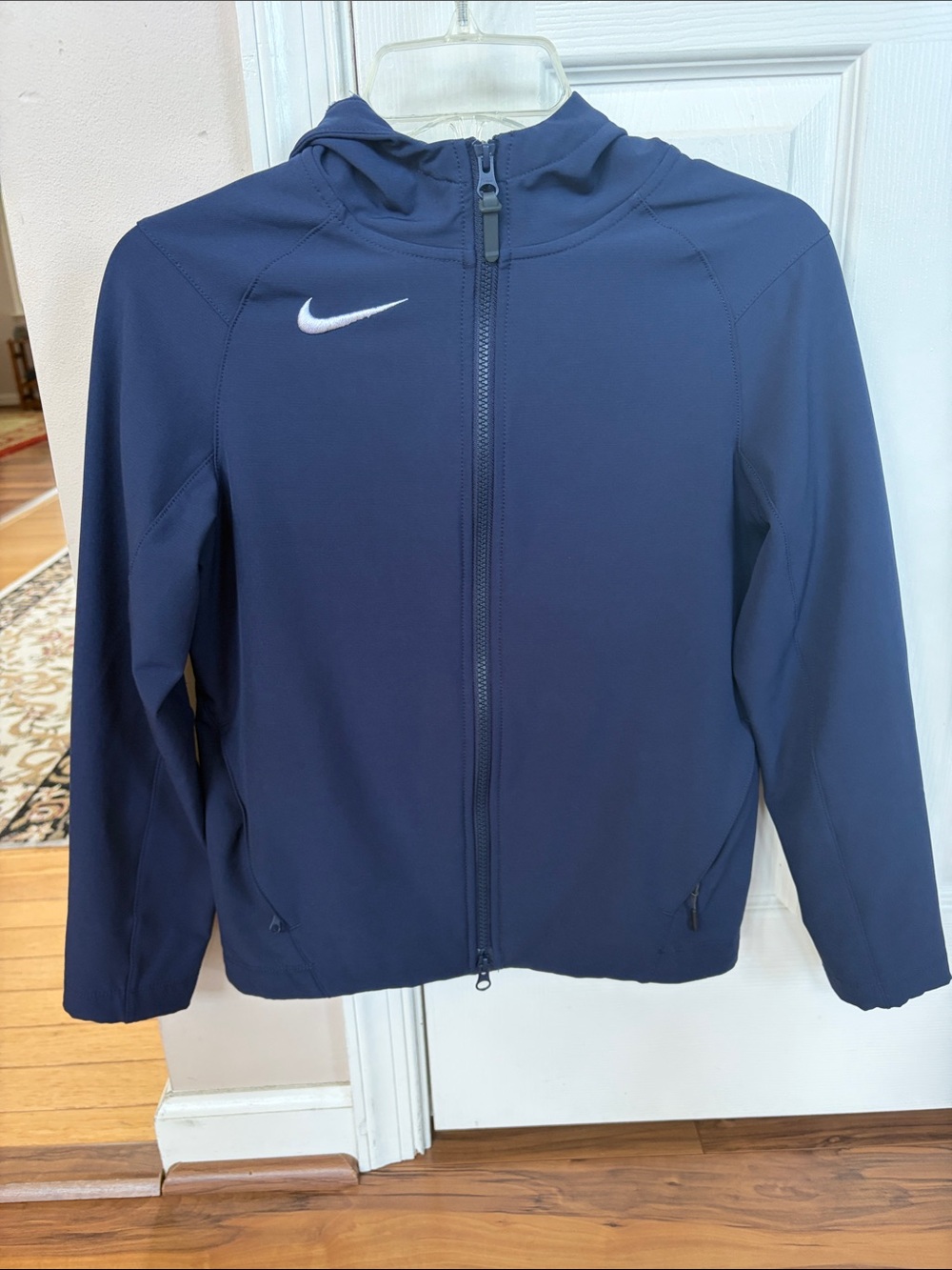 NWOT Nike Youth Navy Blue Full-Zip Hooded fleece lined Jacket with Swoosh sz.M
